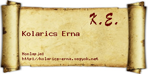 Kolarics Erna névjegykártya